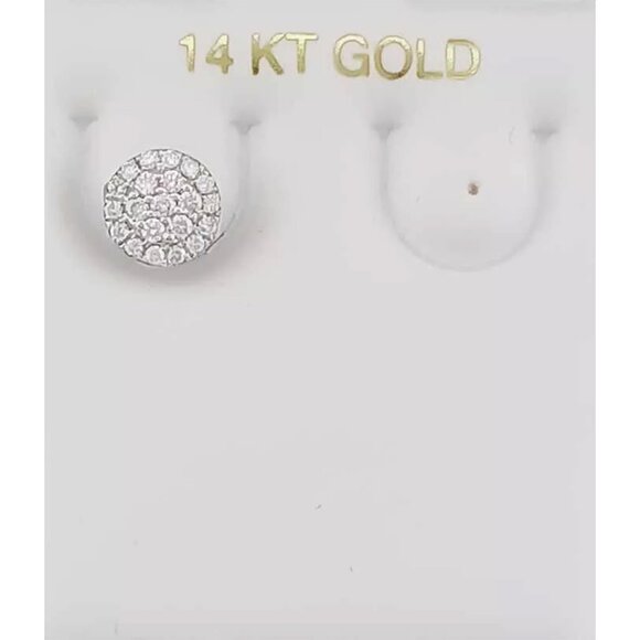 Genuine 0.44 Cts Diamonds Dome Stud *Single* Earring 14k White Gold